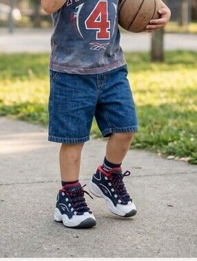 Reebok Question Mid Toddler Sneakers Size 11 Blue White Red (GX0387)